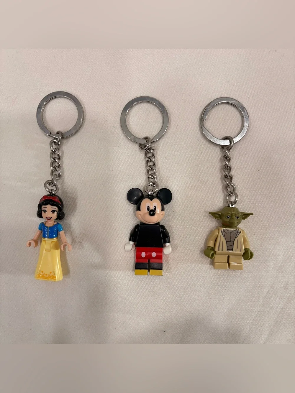 Disney LEGO Keychain Bundle Featuring Mickey Mouse, Snow White and Yoda